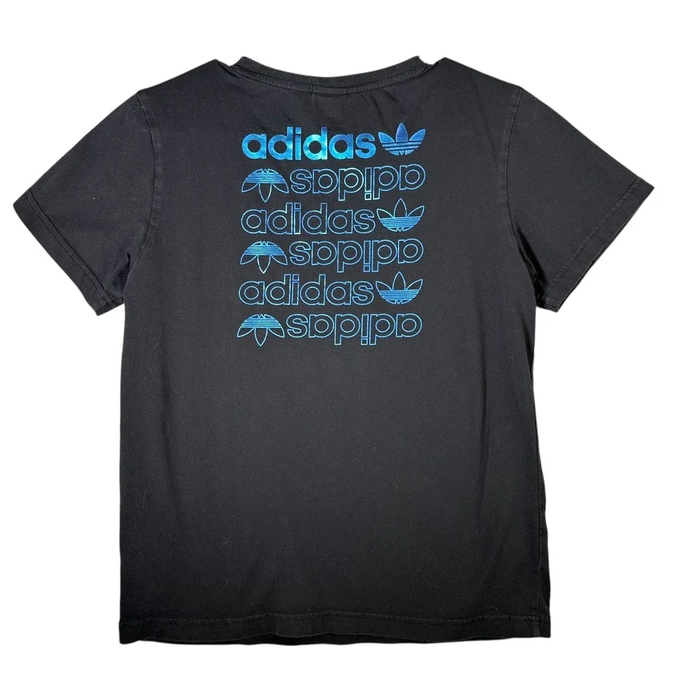 Kids‎ Adidas Black T Shirt Short Sleeve Logo Graphic Tee Youth L 13-14Y